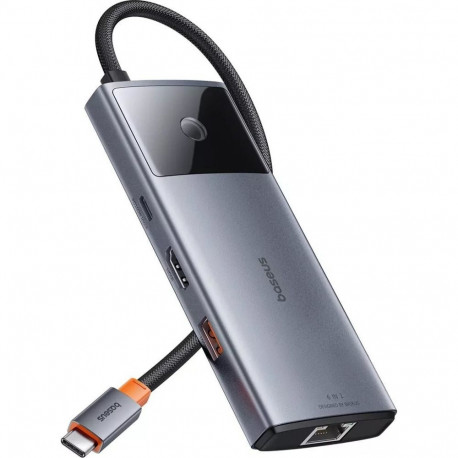 Baseus Hub 6w1 Metal Gleam 2 seeria USB-C–2xUSB 3.0 + USB-C + HDMI + USB-C PD + Ethernet RJ45 jaotur