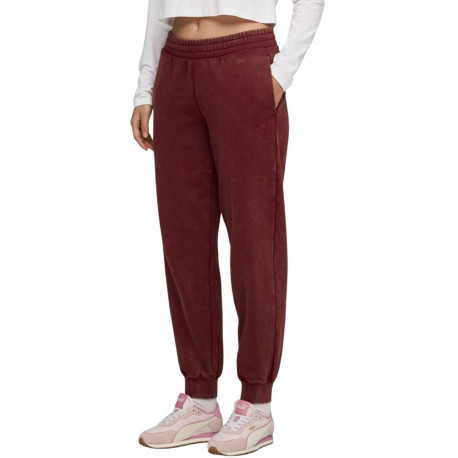 Spodnie damskie Puma ESS Elevated Comfort Wash Sweatpants bordowe 688104 96 XS