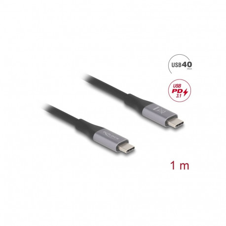 USB-C kaabel 1.0m, USB 4 40Gbps, 5A, 240w, 48V must/hall
