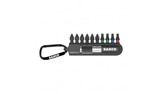 Bit set Impact 11pcs in holder, with carabiner. 25mm PH, PZ, TORX + bit holder