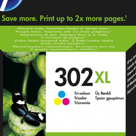 HP tint F6U67AE No.302XL CMY Value 330lk DeskJet 1110/2130/3630/Envy 4520/4522, värviline