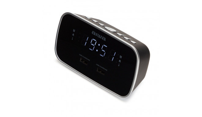 Aiwa CRU-19BK Alarm Clock Radio 2x USB