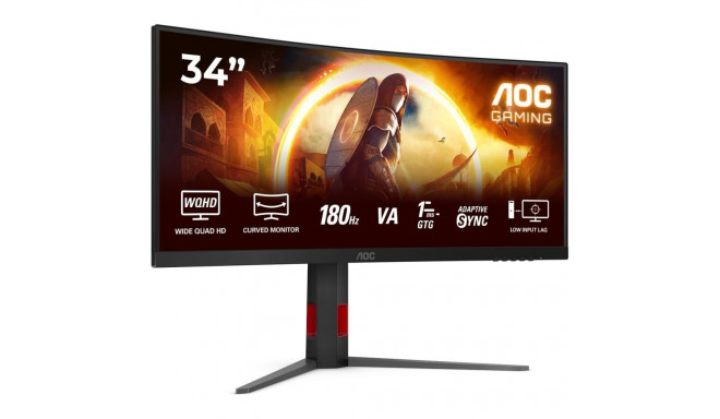AOC CU34G4 | 34 " | Fast VA | UWQHD | 21:9 | 180 Hz | 1 ms | 3440 x 1440 pixels | 300 cd/m | HDMI po
