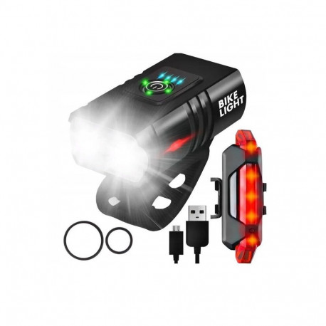 Elight Bike Headlamp 1600lm Waterproof USB Rechargeable with Rear Light & Dual 18650 Battery Black