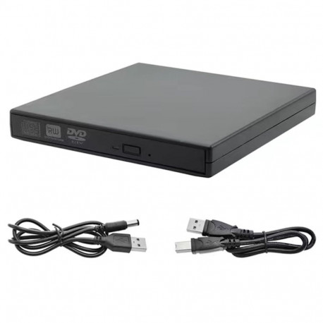 CP WR1 Slim External USB 2.0 CD / DVD Rom Drive Writer / Reader with USB Cable Powe Black