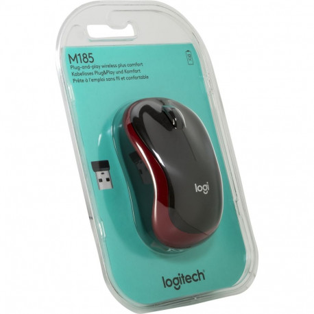 Logitech M 185 juhtmevaba sülearvuti hiir USB must/punane