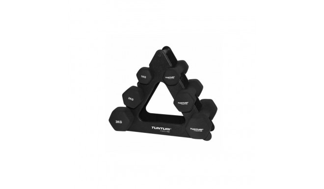 Hantlid TUNTURI Neopreen Dumbbellset, 3 paari + hoidik