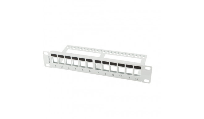 PATCH PANEL BLANK 12 PORT 1U WITH ORGANIZER FOR KEYSTONE MODULES GREY LANBERG