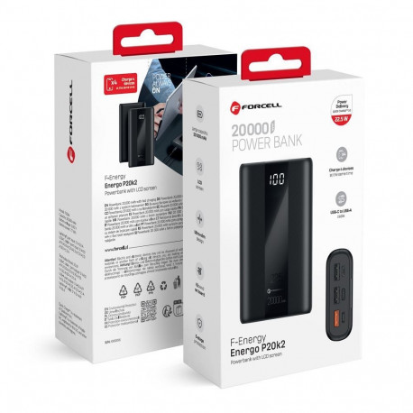 Powerbank Forcell F-Energy Energo P20K2 QC3.0 PD 3A 22,5W 20000 mAh black