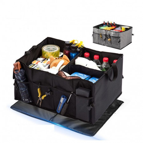 Foldable car boot storage container (Oxford material) black