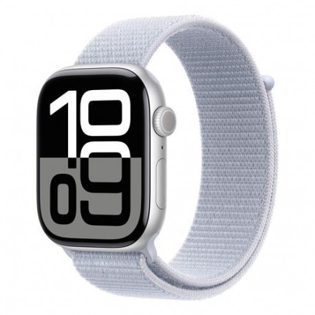 Apple Watch Series 10 GPS + Cellular 46mm Silver Aluminium Case with Blue Cloud Sport Loop