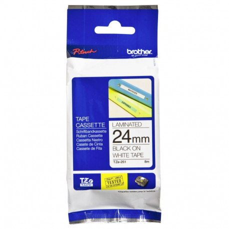 Brother etiketilindikasett TZe-251, valge, must