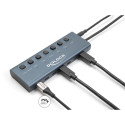 "DELOCK USB 5 Gbps Hub mit 7 USB Type-C Ports mit Schalter davon 6 x Datenport + 1 x Daten / und PD 