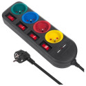 Maclean 4-socket power strip 1.5 m black (MCE229 B)