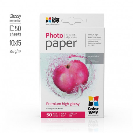 ColorWay Photo Paper, 50 sheets | Premium High Glossy | 255 g/m² | 10x15