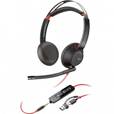 HP Poly Blackwire 5220 stereo USB-C peakkomplekt +3,5 mm pistik +USB-C/A adapter (207586-201/207576-
