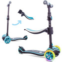 Rowerek biegowy hulajnoga deskorolka Flash 3 w 1 z kołami LED - pastelowy niebieski