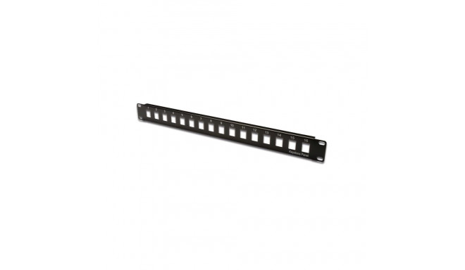 DIGITUS 19" Modular Patch Panel, Unshielded16-port, Blank, 1U Color black RAL 9005