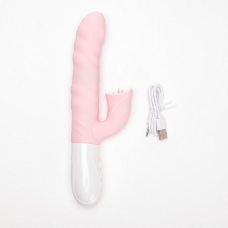 Vibraator silikoonist jänes-tüüpi USB-ga laetav, roosa