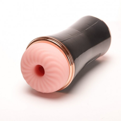 Masturbator Z Wibracją Dwustronny Wagina Anus  Cyberskóra Ładowany Usb Czarny