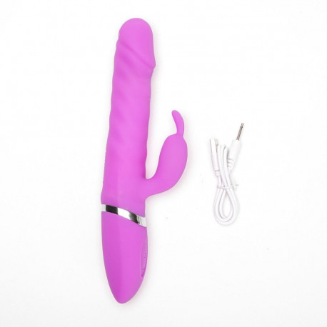 Vibraator rabbit-tüüpi silikoonist USB-laetav, lilla