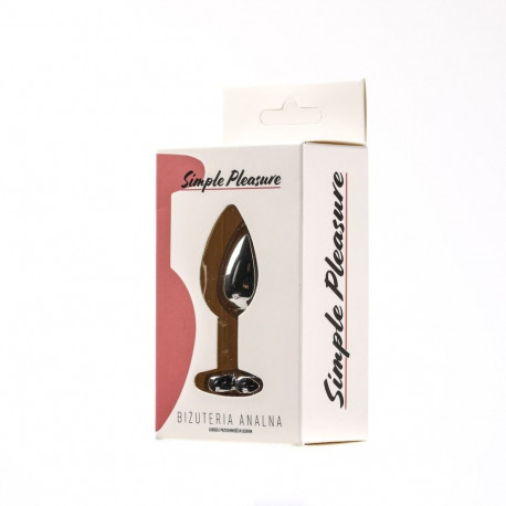 Korek Analny Stalowy Srebrny Rozmiar S Kryształ Jasno Różowe Serce