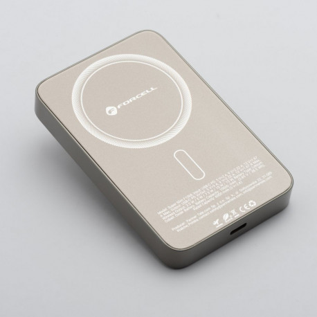 Powerbank compatible with MagSafe Forcell F-Energy SuperSlim F10K8 QC4.0 PD3.0 15W 10000 mAh titaniu