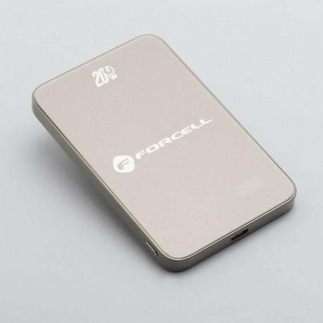 Powerbank compatible with MagSafe Forcell F-Energy SuperSlim F5K8 QC4.0 PD3.0 15W 5000 mAh titanium 