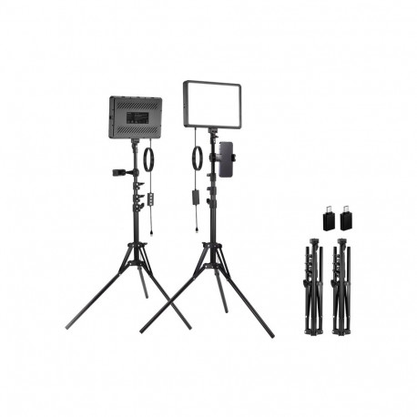 Neewer BP300 studio set two LED lights + tripods + phone holders