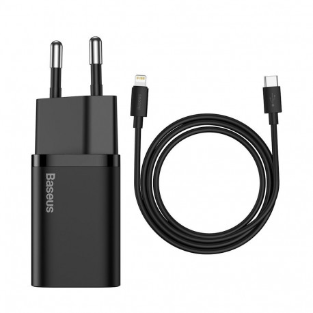 Baseus Super Si 1C fast charger USB Type C 20W Power Delivery + USB Type C - Lightning cable 1m blac