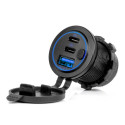 Veekindel autolaadija usb-pesadega lülitiga usb + 2x usb-c qc3.0 12v 24v amio-04596