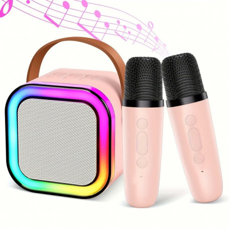 karaokakomplekt ZS55A bluetooth-kõlar 2 mikrofoniga, roosa
