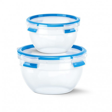 "Emsa N1011600 Clip & Close Frischhaltedosen 2er Set rund. Transparent/Blau"