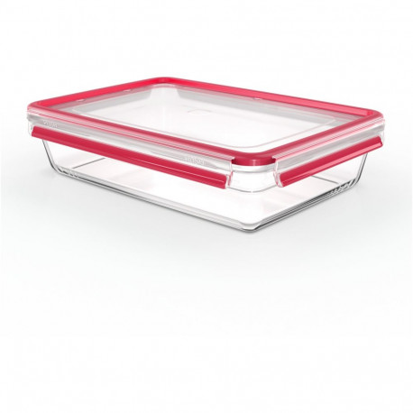 "Emsa N10412 Clip & Close Glas Frischhaltedose 3 L Transparent/Rot"