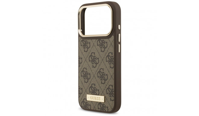 Guess 4G Logo Plate MagSafe Case for iPhone 17 Pro Brown