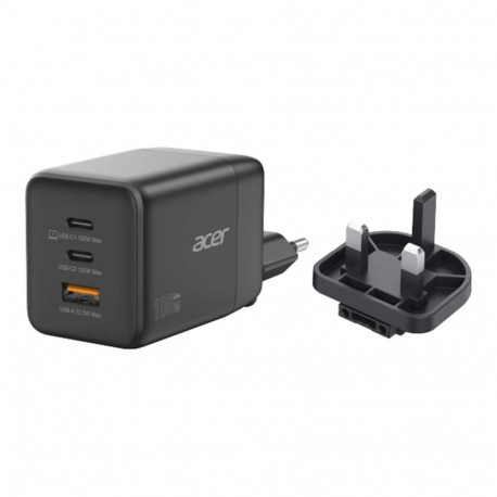 Acer 100W GaN laadija, 2x USB-C + 1x USB-A pordid