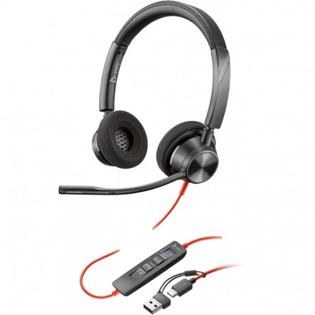 HP Poly Blackwire 3320 stereo Microsoft Teams sertifitseeritud USB-C peakomplekt + USB-C/A adapter (