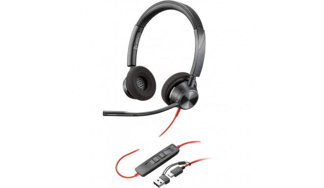 HP Poly Blackwire 3320 Stereo Microsoft Teams Certified USB-C Headset +USB-C/A Adapter (214012-01)