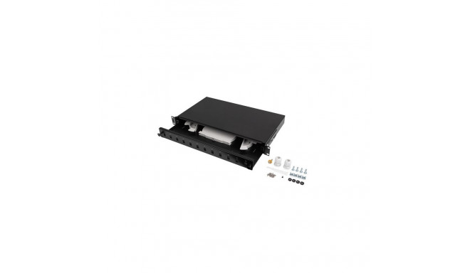 Fiber Optic Distribution Box 12XSC simplex/12XLC duplex rack 19 1U black + accessories