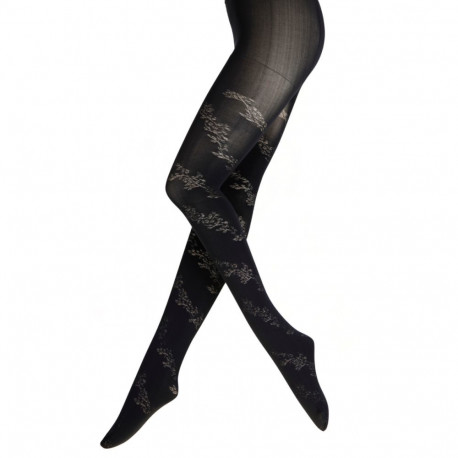 SOKISAHTEL EDITH lillemustrilised musta värvi sukkpüksid 442