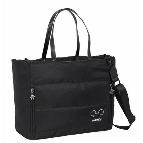 Bag with laptop pocket Mickey Mouse Teen Mood Black 40 x 31 x 17 cm Padded