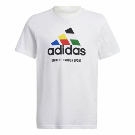 Child's Short Sleeve T-Shirt Adidas Nations White - 11-12 Years