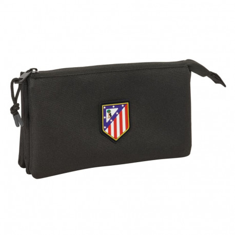Kolme tõmblukuga pliiatsikarp Atlético Madrid Must 22 x 12 x 3 cm
