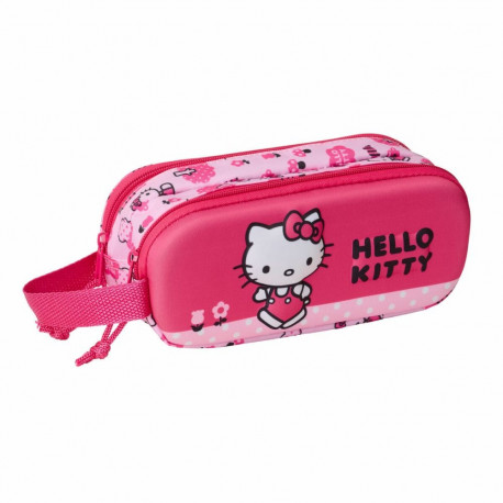 Kahe tõmblukuga pliiatsikarp Hello Kitty Roosa 21 x 8 x 6 cm