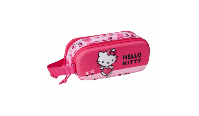Kahe tõmblukuga pliiatsikarp Hello Kitty Roosa 21 x 8 x 6 cm