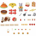 Dolls House Accessories Sylvanian Families Puesto de hamburguesas - Papa Latte Cat y Scooter 30 Piec