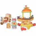 Dolls House Accessories Sylvanian Families Puesto de hamburguesas - Papa Latte Cat y Scooter 30 Piec