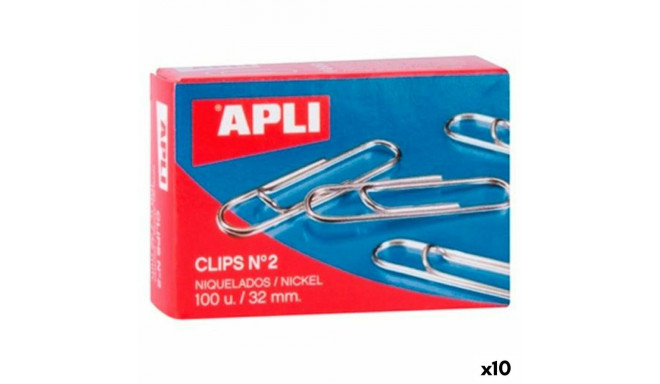 Clips Apli Nº 2 Silver nickel 32 mm (10 Units)
