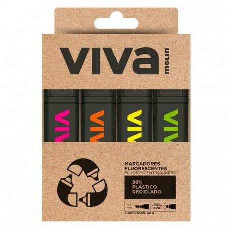 Fluorescent Marker Set Molin VIVA ECO Multicolour 4 Pieces