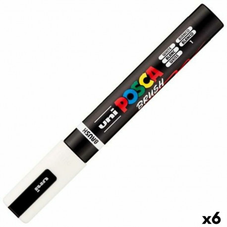 Marker BRUSH POSCA PC-5BR Valge (6 Ühikut)